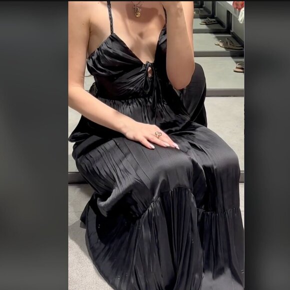 ZARA SATIN SLIP MAXI DRESS with Crisscross Straps Sizes S, L NEW WITH TAG! - Picture 7 of 8